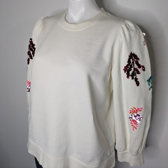 Essentiel Antwerp Zita bead & sequin puff sleeve sweatshirt 8 - Picture 3 of 14
